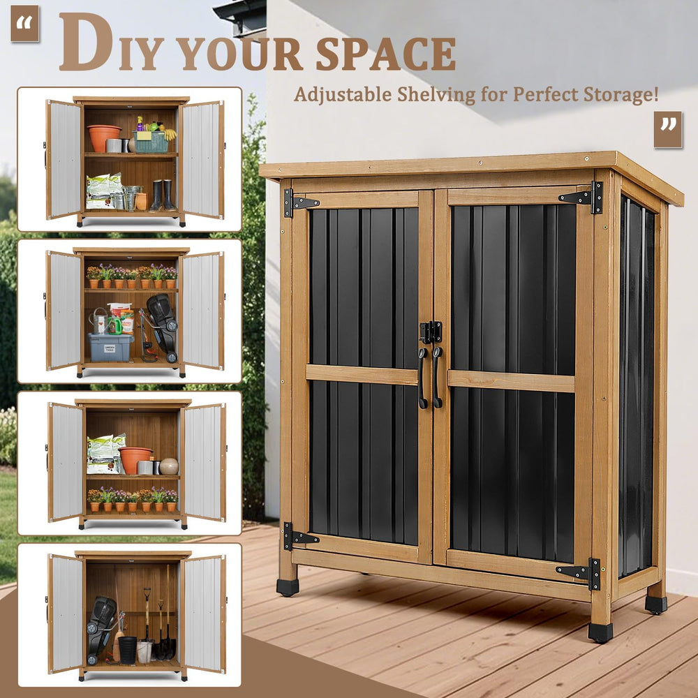 PetsCosset Small Outdoor Storage Cabinet Weatherproof with Lockable Doors