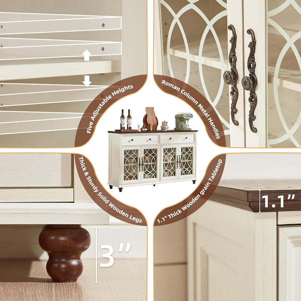 Joaxswe Farmhouse Sideboard Buffet Cabinet with Storage,59" Large Creden...