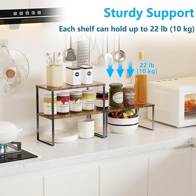 Golener Countertop Organizer Corner Shelf, 2 Tier Adjustable Stackable Corner