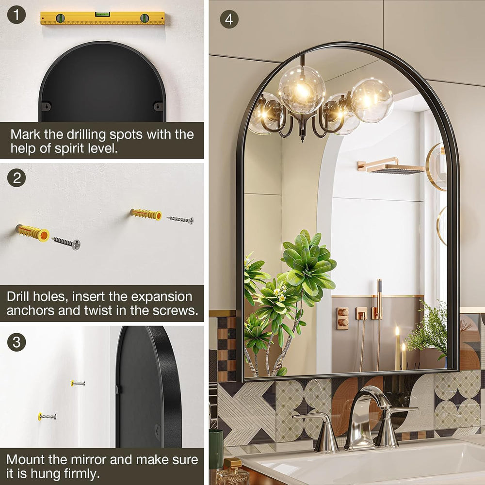 Brightify Arched Mirror, 24 x 40 Inch Black Arch Mirror