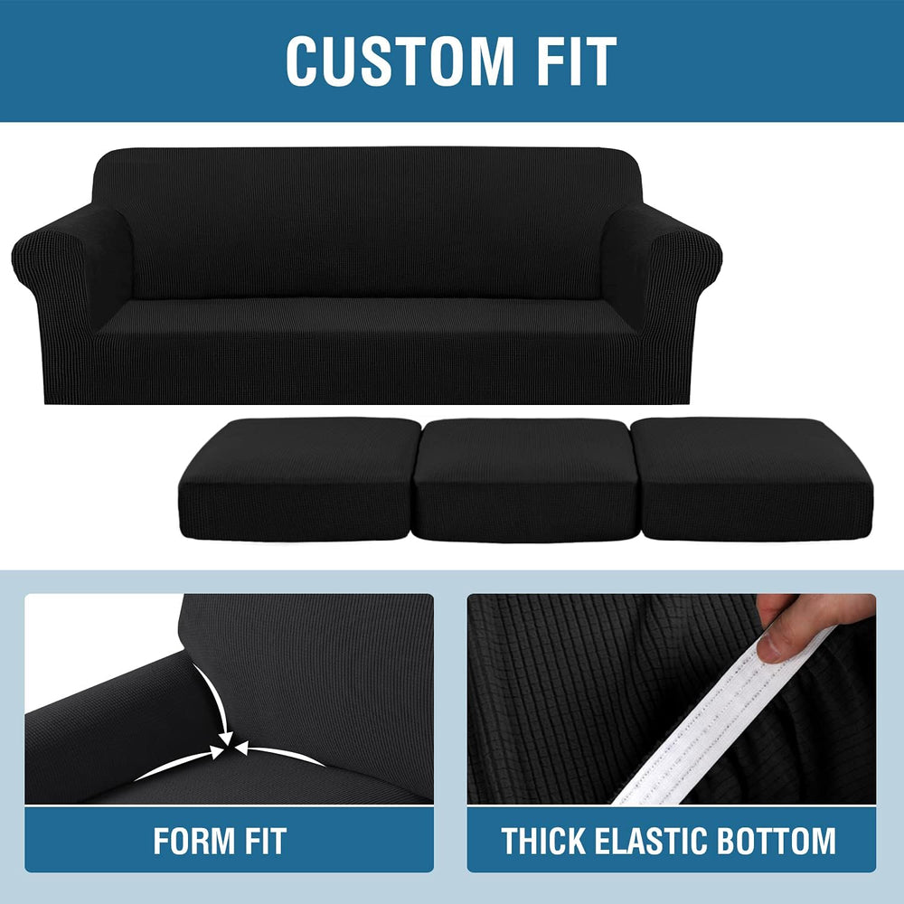H.VERSAILTEX 4 Piece Stretch Sofa Covers for 3 Cushion Couch Covers for Livin...
