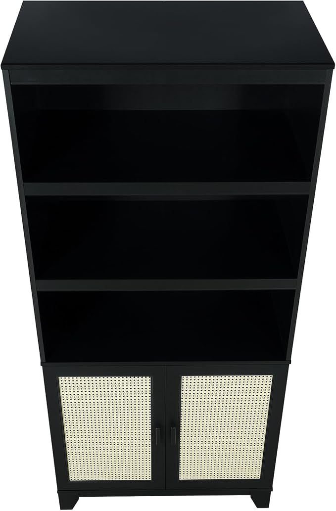 Manhattan Comfort Sheridan Modern Cane Bookcase with Adjustable Open Shelves,...