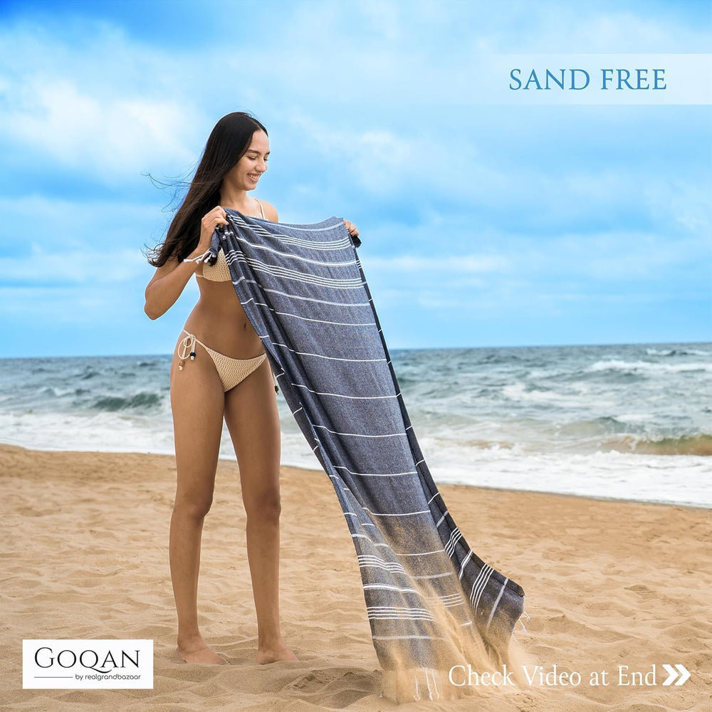 Goqan Turkish Beach Towels Oversized 6 Pack 39x71, Large Beach Blankets, 100%...
