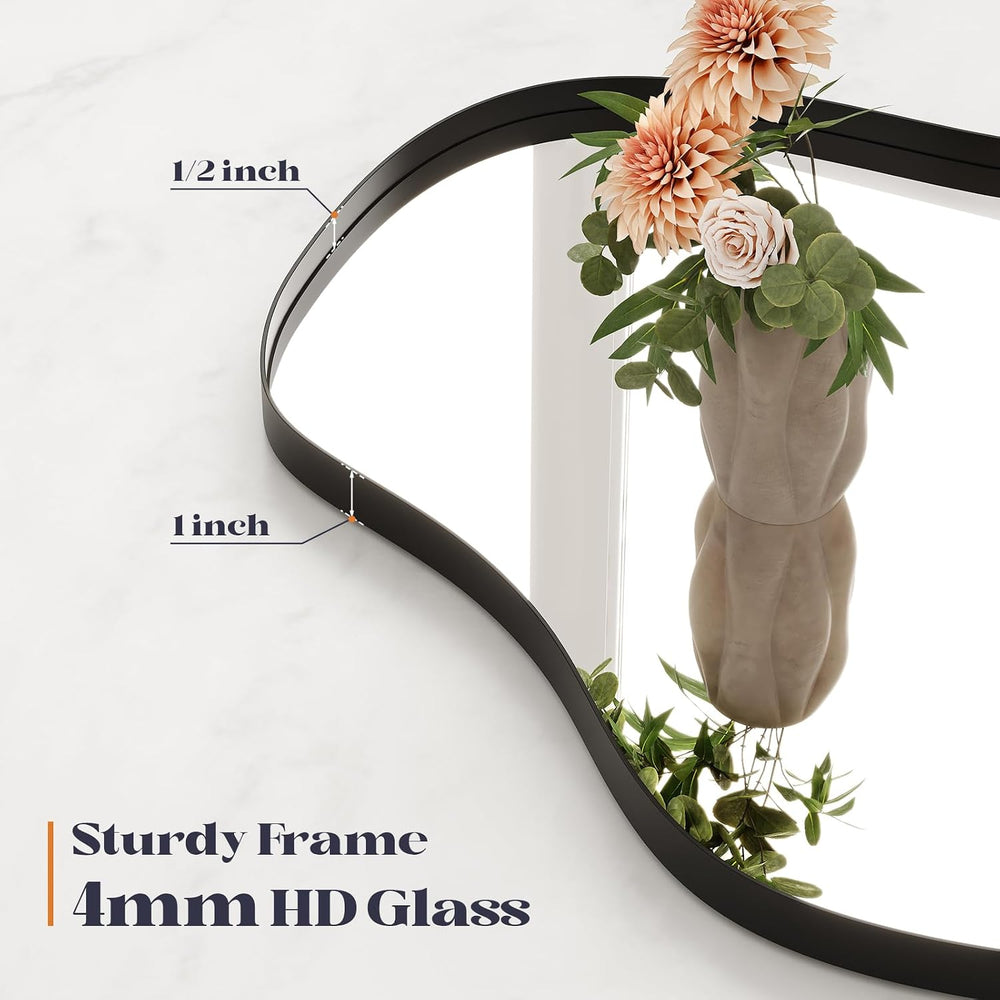 Large Irregular Wall Mirror, 28” x 50” Wavy Decorative Mirror with Modern Sha...