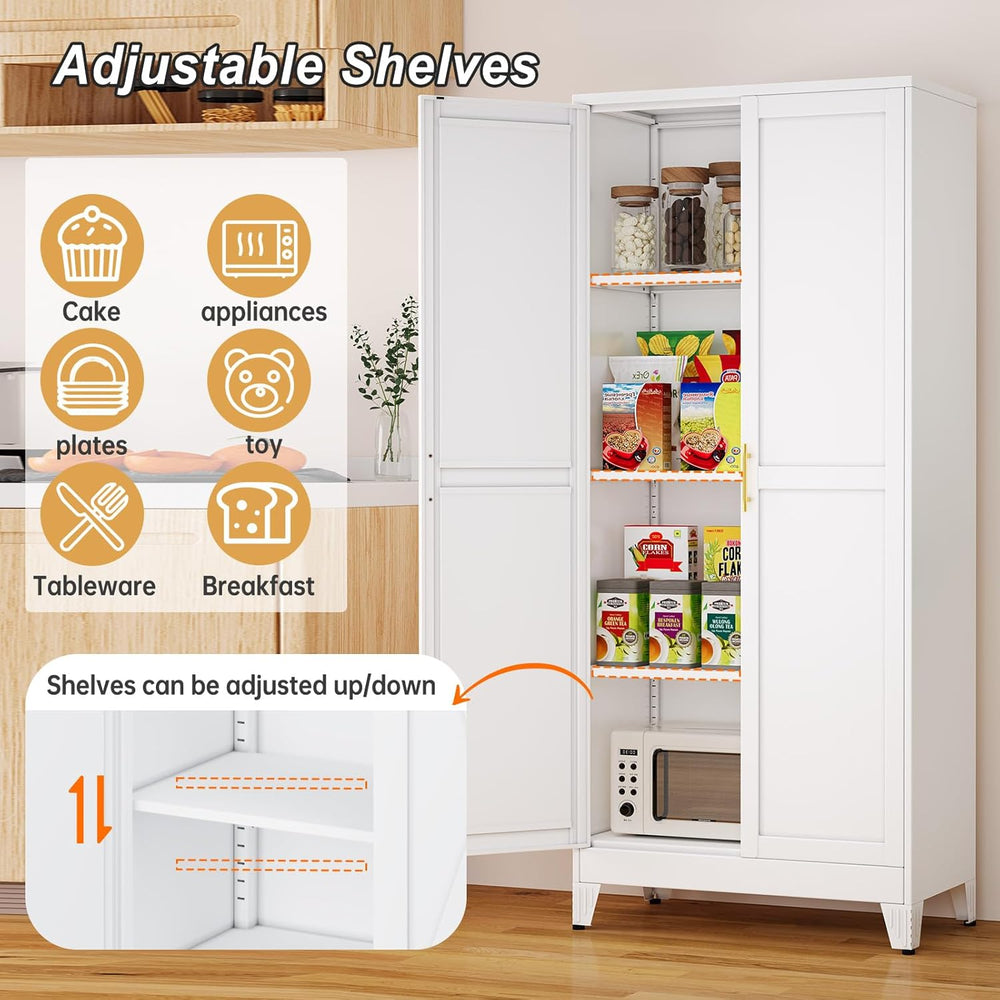 Winiowa Metal Pantry Cabinet with 2 Doors and Adjustable Shelves - 61" K...