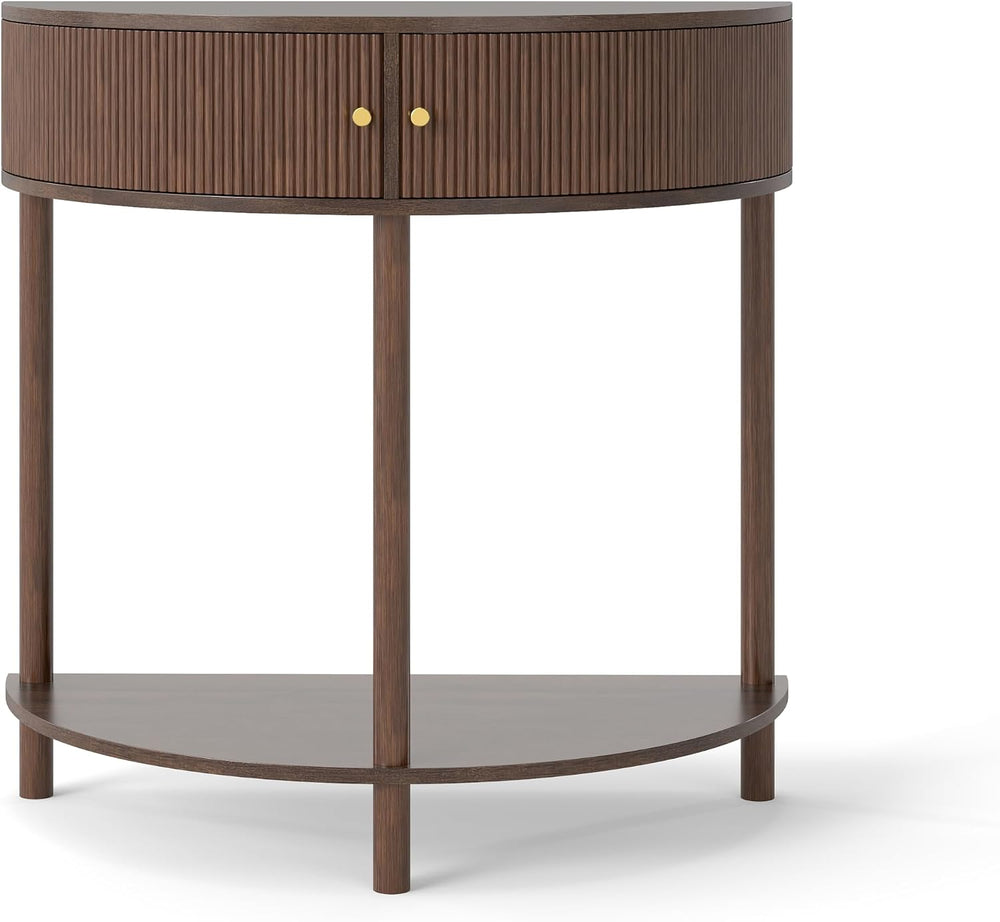 Knocbel Half Moon Console Table with Wave-Pattern Door, Semi-Circle Sofa End ...