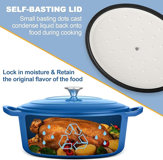 E-far 7QT Oval Dutch Oven Pot
