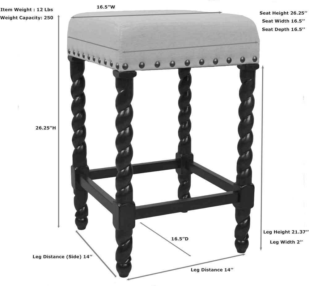 Carolina Chair & Table Remick 24" Counter Stool with Linen Upholster...
