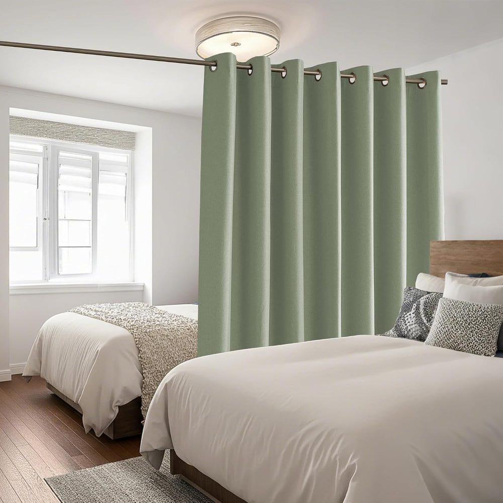 RYB HOME Sage Green Total Blackout Curtain for Sliding Door Living Room