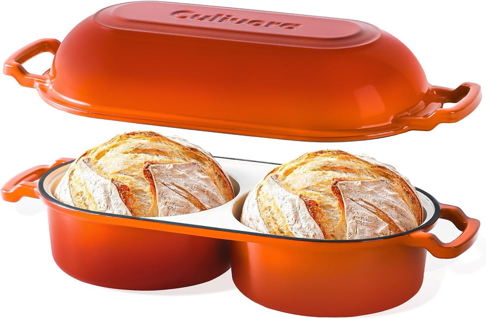 Cast Iron Bread Pan with Lid, Mini Enamel Sourdough Baking Dutch Oven Pot