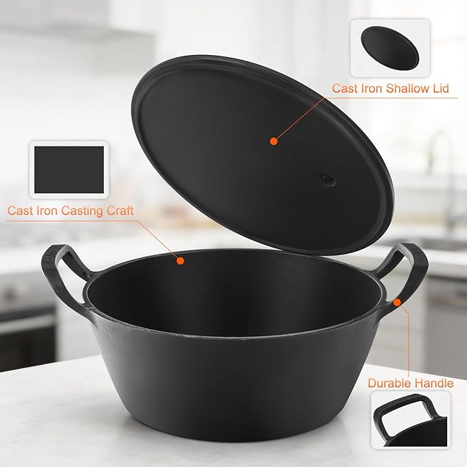 Onlyfire Cast Iron Dutch Oven, Heavy-Duty Dutch Oven Pot