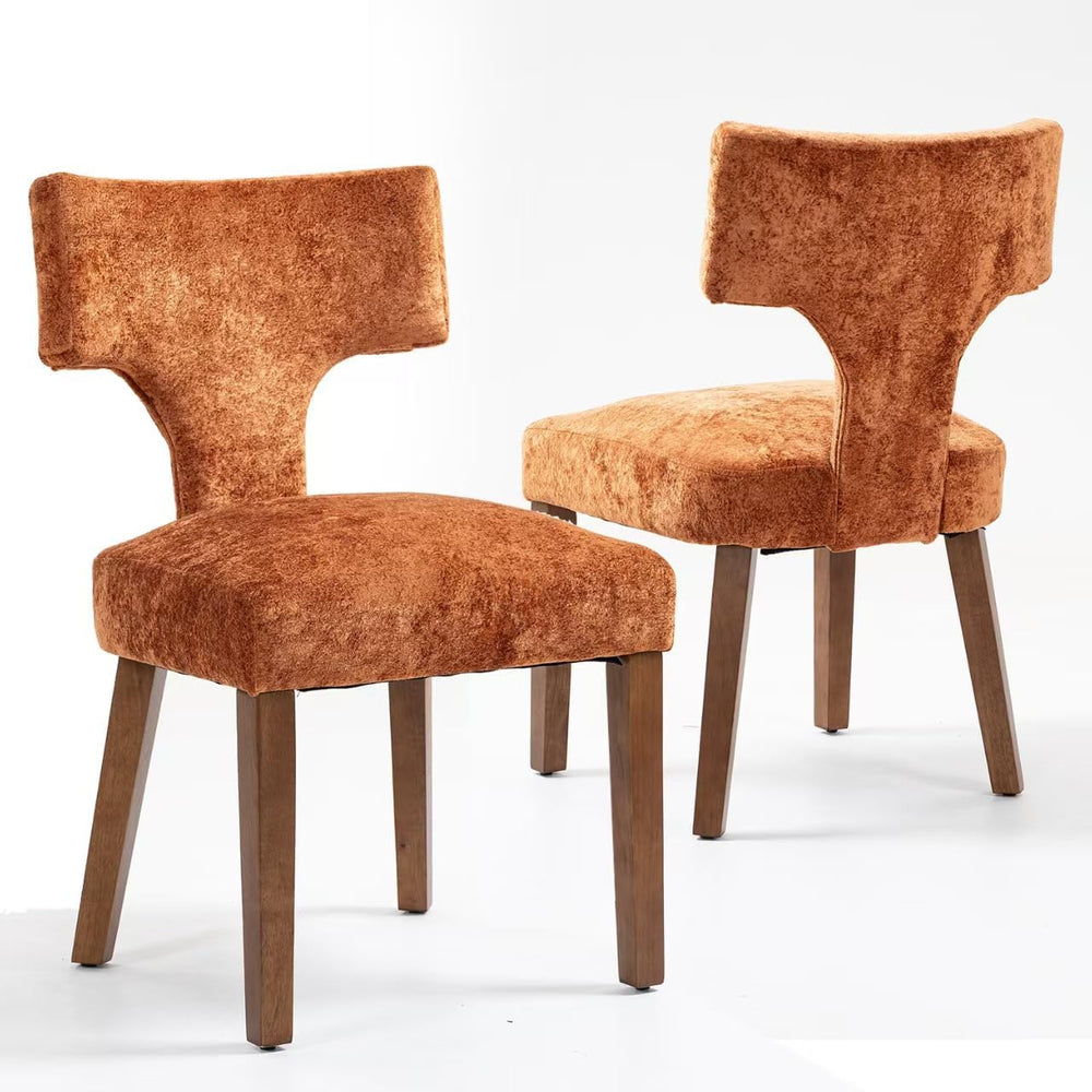 Farmhouse Dining Chairs Set of 2, Linen Upholstered Padded Chairs with Solid ...