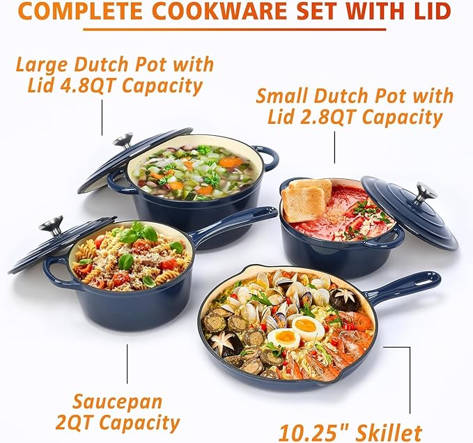 Hisencn Enameled Cast Iron Cookware Set