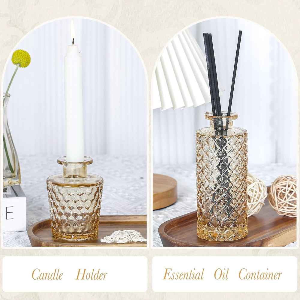 UPBUD Amber Gold Glass Bud Vases Set of 12, Small Vases for Flowers