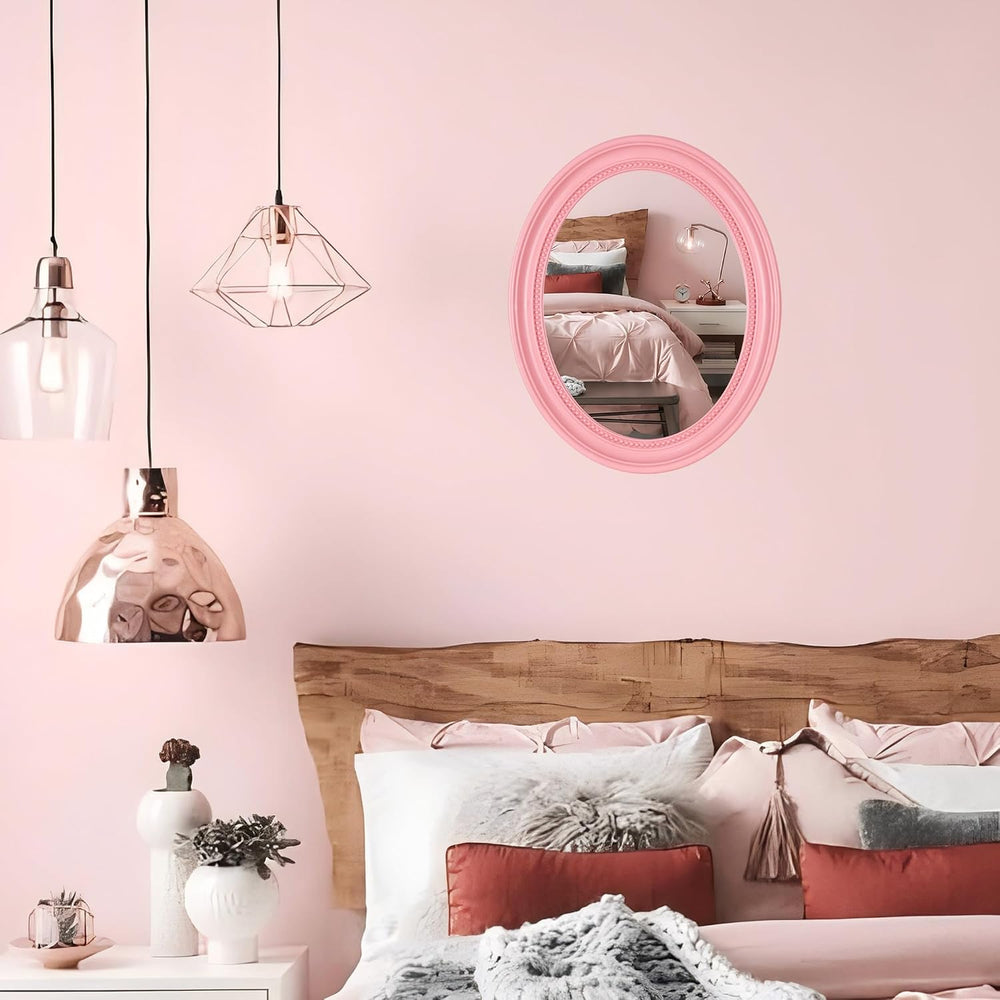 Funerom 20 x 16 inch Pink Wall Mirror Oval Bathroom Mirror Bedroom Mirror