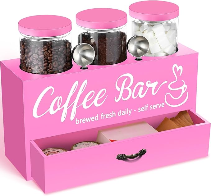 3 Pcs Coffee Bar Containers Set Include Coffee Sugar Container