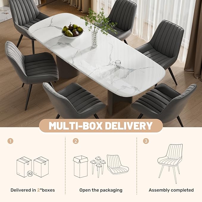 Mid Century Modern Dining Chairs Set of 6, Soft Cushion Upholstered Fabric Ki...