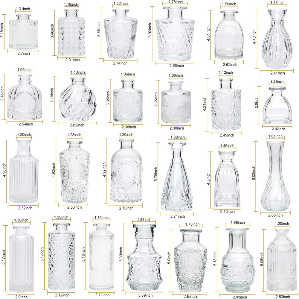 Small Glass Vases for Flowers, 32pcs Clear Mini Bud Vases in Bulk