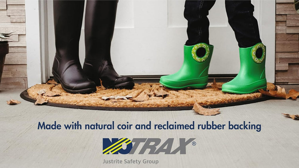 Notrax All Weather Rubber-Backed Natural Coco Coir Half Circle Door Mat