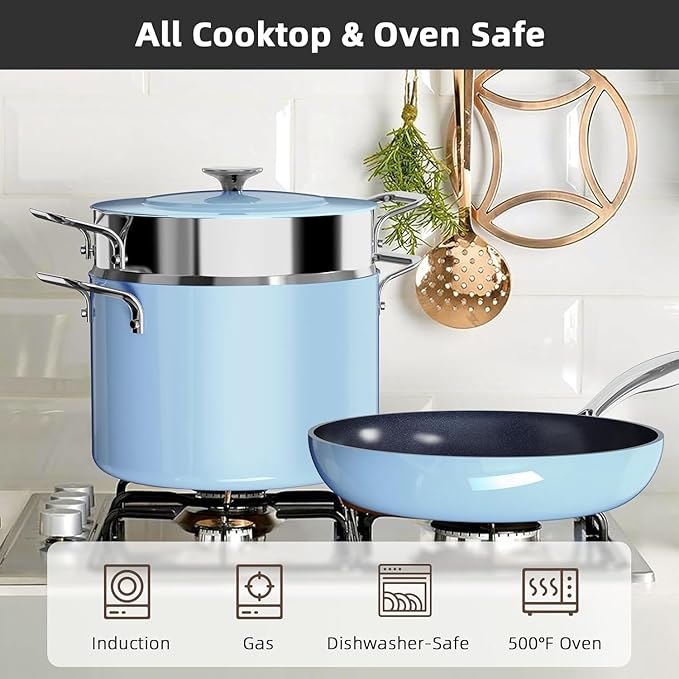 Nuwave Lux 13pc Forged Lightweight Cookware Set PFAS Free, Healthy G10 Duralon