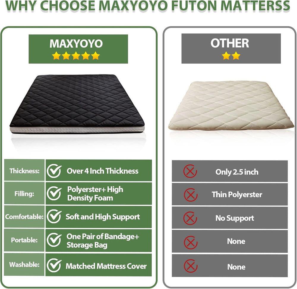 MAXYOYO Futon Mattress, Japanese Floor Mattress King Size Tatami Mat