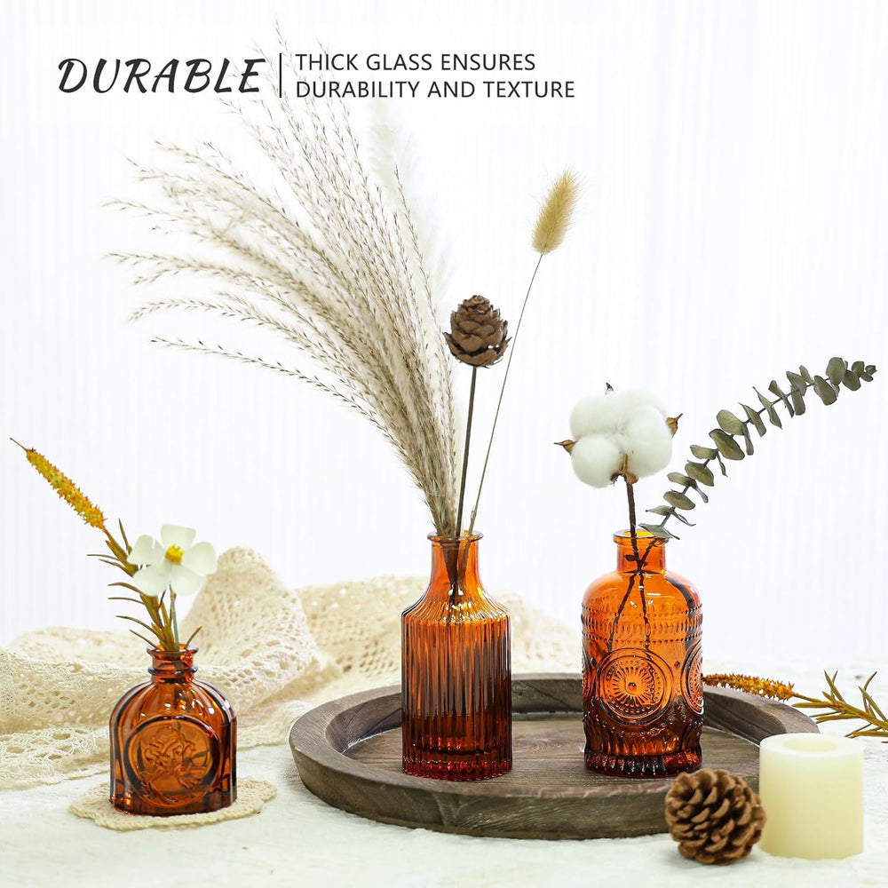 SUPMIND Glass Bud Vases Set of 12, Small Dark Brown Flower Vases in Bulk