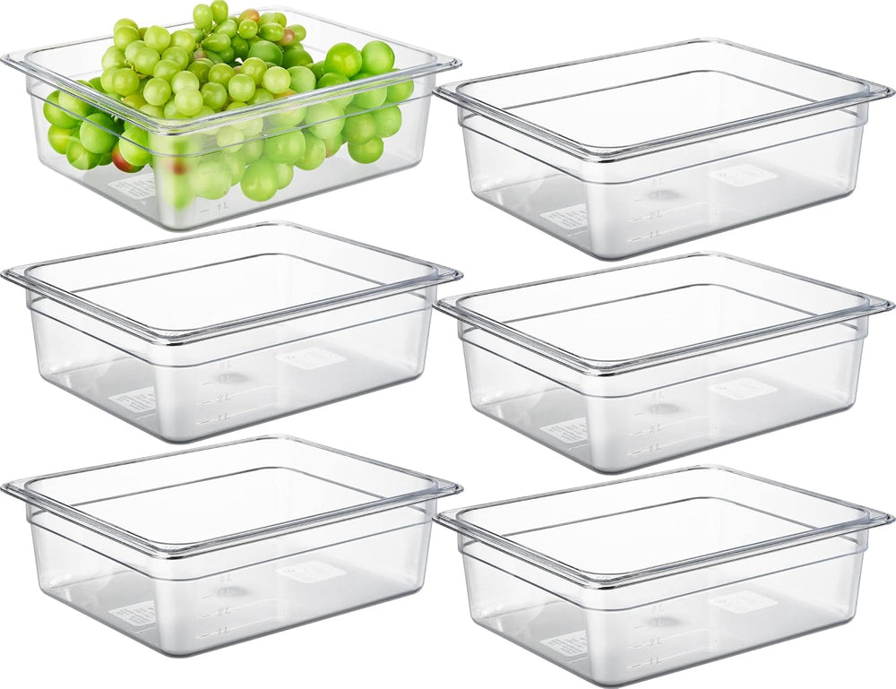 CURTA 6-Pack 1/2 Size 4" Deep NSF Polycarbonate Food Pans | Dishwasher &...