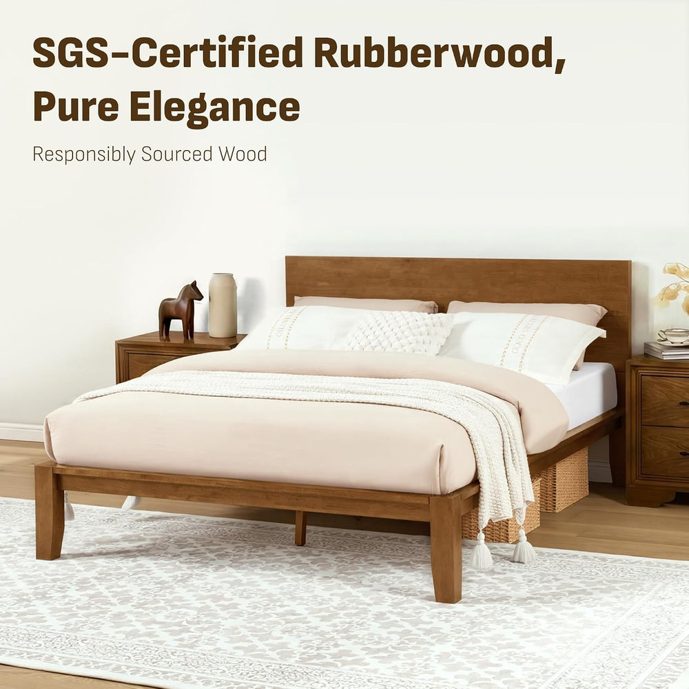 Softa Mikor Queen Japanese Joinery Bed Frame, Solid Wood, No-Tool Setup
