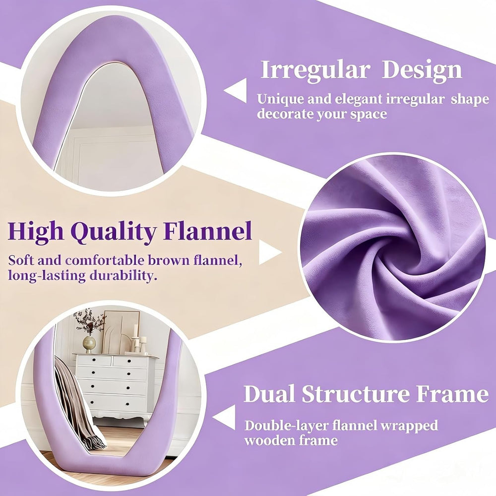 Dewfig Full Length Mirror, 63" x 24" Flannel Full Body Mirror, Violet