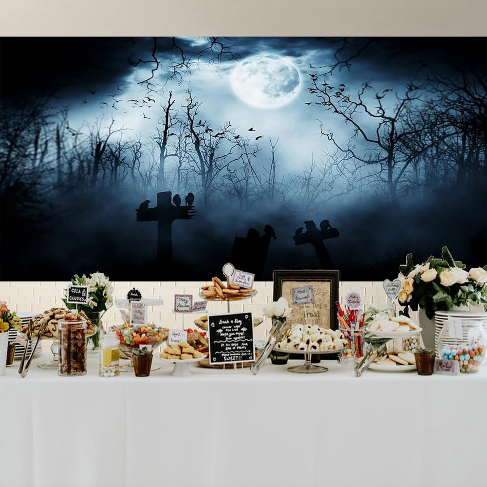 20x10ft Halloween Backdrop for Party Gloomy Forest Photography Background