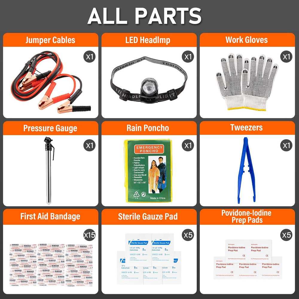 Emergency Car Tool Kit Roadside Assistance Tool Kit, Vehicle Safety Tool with...