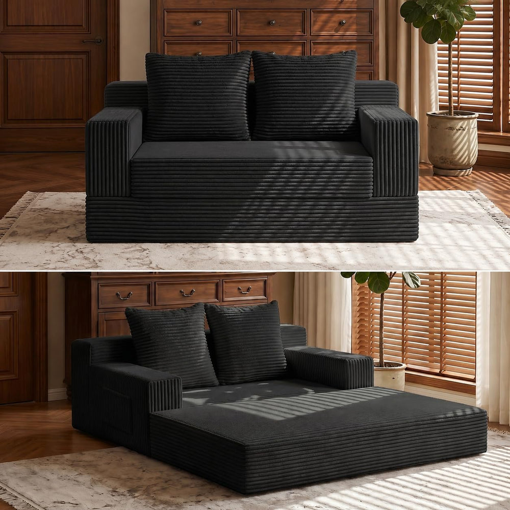 Boneless Loveseat Couch Folding Sofa Bed, Foldable Floor Futon Sleeper Couch ...
