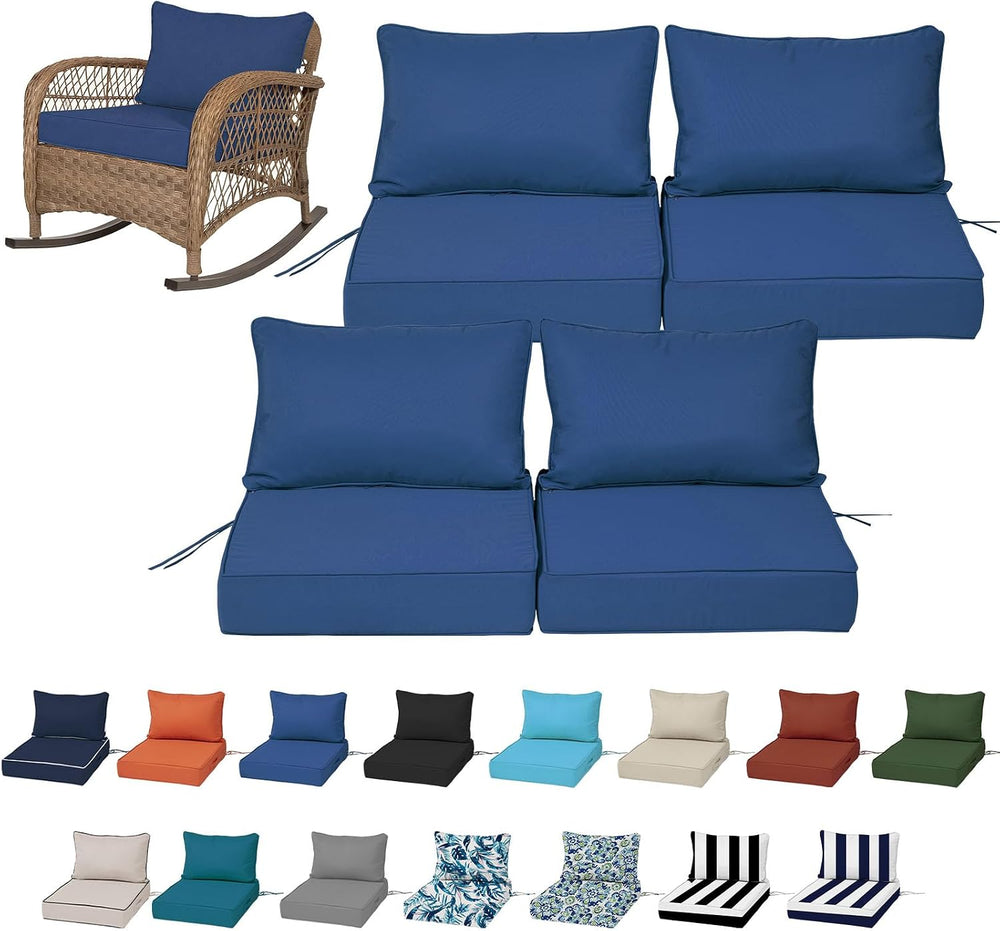 25.6x25.6โ Outdoor Deep Seat Cushions Set of 4, Patio Replacement Foam Cushio...