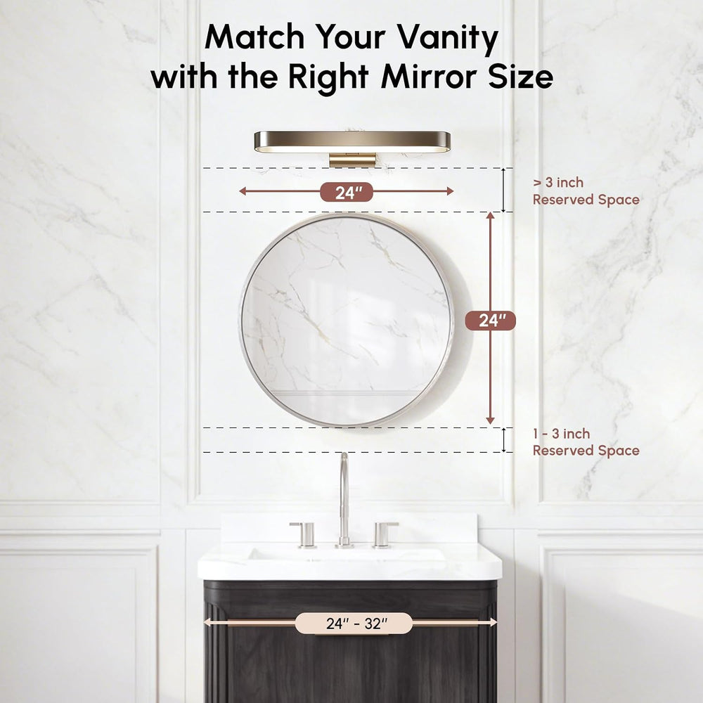 USHOWER 24 Inch Brushed Nickel Round Bathroom Mirror for Over Sink