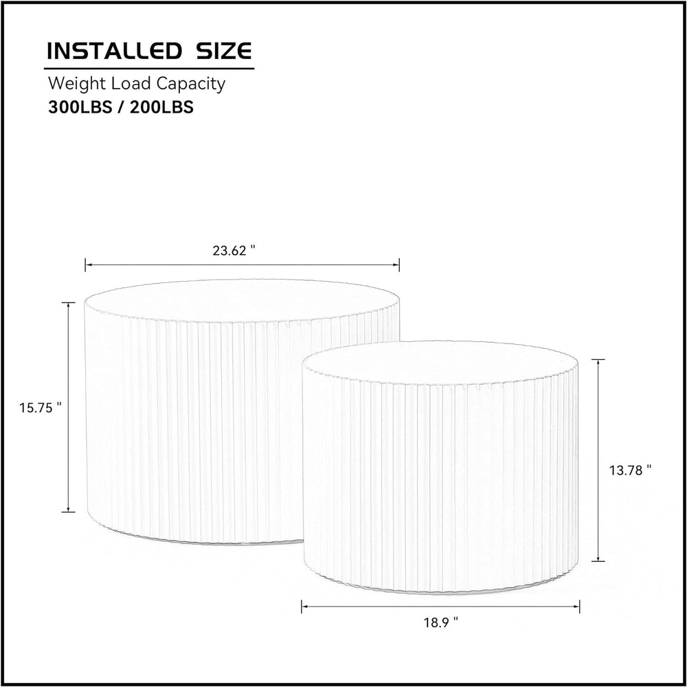 White Round Coffee Table Nesting Coffee Table Set of 2 Contemporary Circle Co...