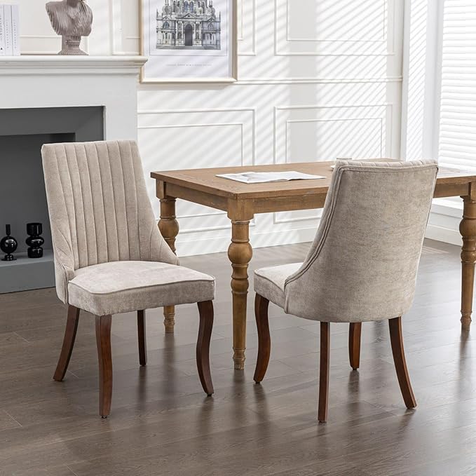 Dining Chairs Set of 2,Comfy Fabric Upholstered Accent Chairs for Kitchen Liv...