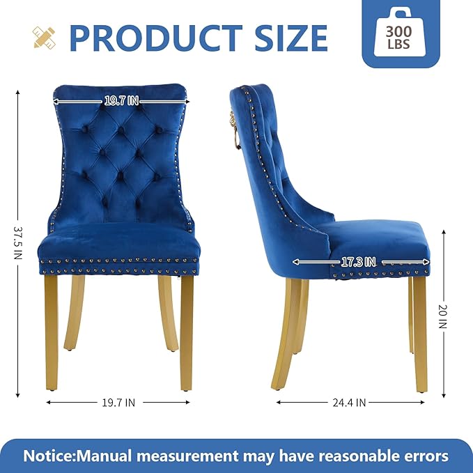 Velvet Dining Chairs Set of 2, Modern Tufted Dining Room Chair, Upholstered D...