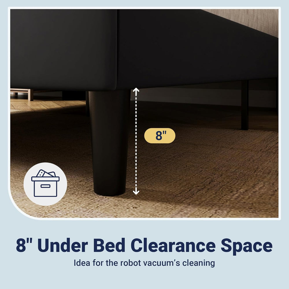 Allewie Full Size Platform Bed Frame with Velvet Upholstered Wingback Headboa...
