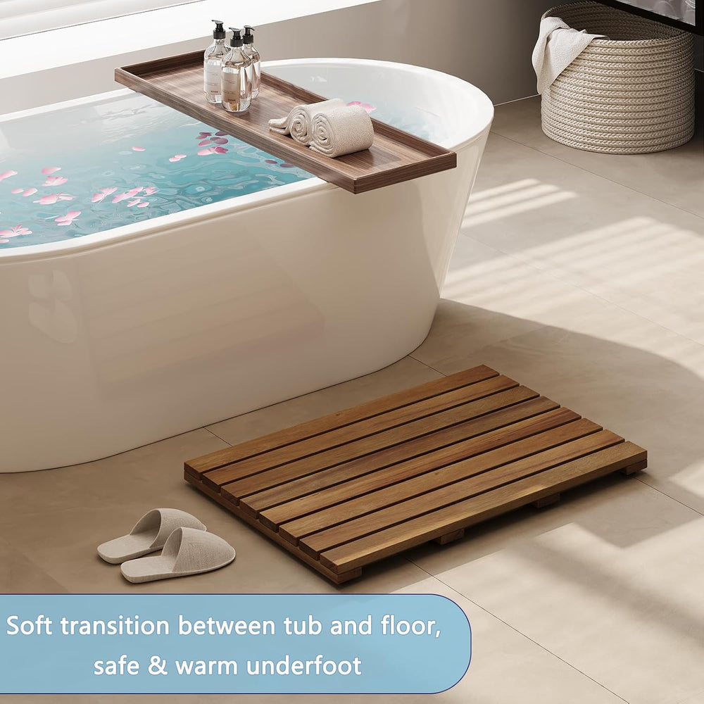 Wood Shower Mat Bath Mat Wooden Bathroom Mat Spa Shower Floor Mat (Large) | 1...