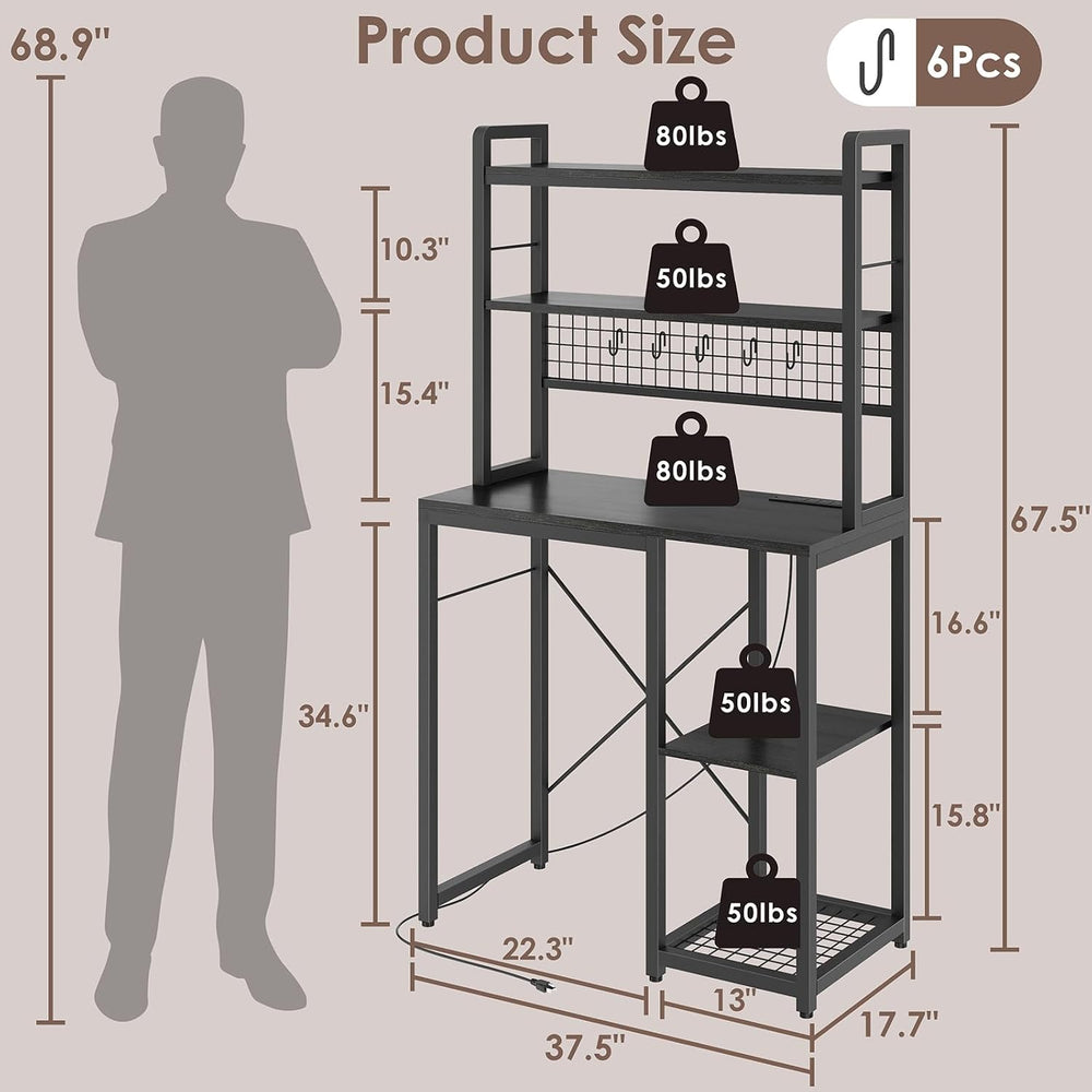 Mini Fridge Stand with Storage, Black Mini Fridge and Microwave Storage Shelf...