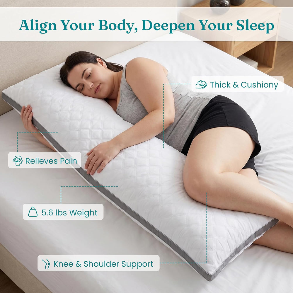 Oubonun Full Body Pillow for Side Sleeper, Adjustable Firm Long Bed Pillow