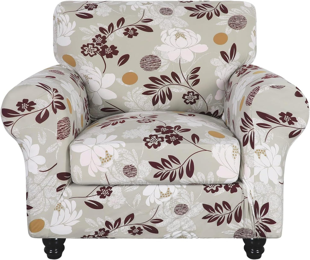 SearchI Stretch Sofa Cover Printed Couch Covers, Floral Pattern 2 Piece Armch...