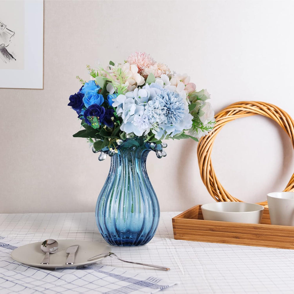 Hand Blown Glass vase, Unique Blue Glass vase, Modern Art Decor, Suitable for...