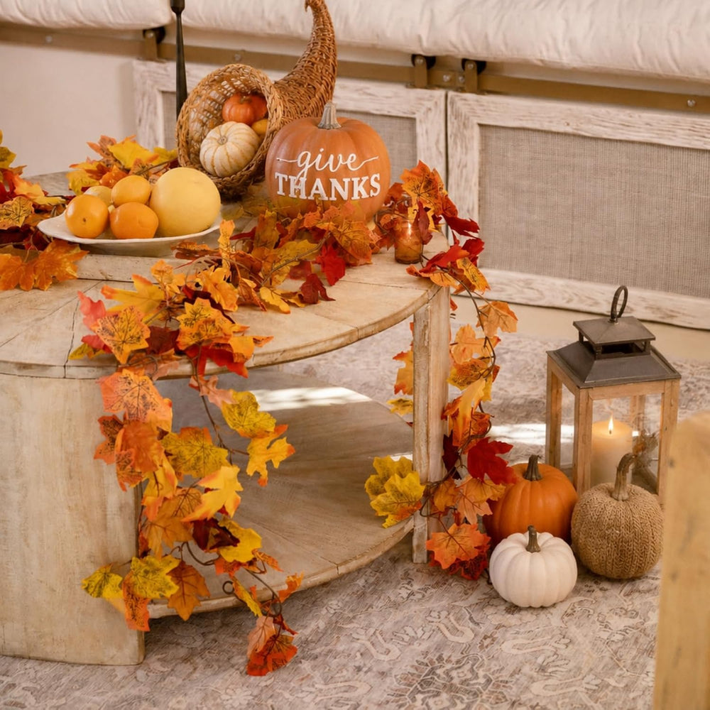 11 Pack Fall Leaf Garland, Total 64.9Ft Artificial Autumn Maple Leaves Garlan...