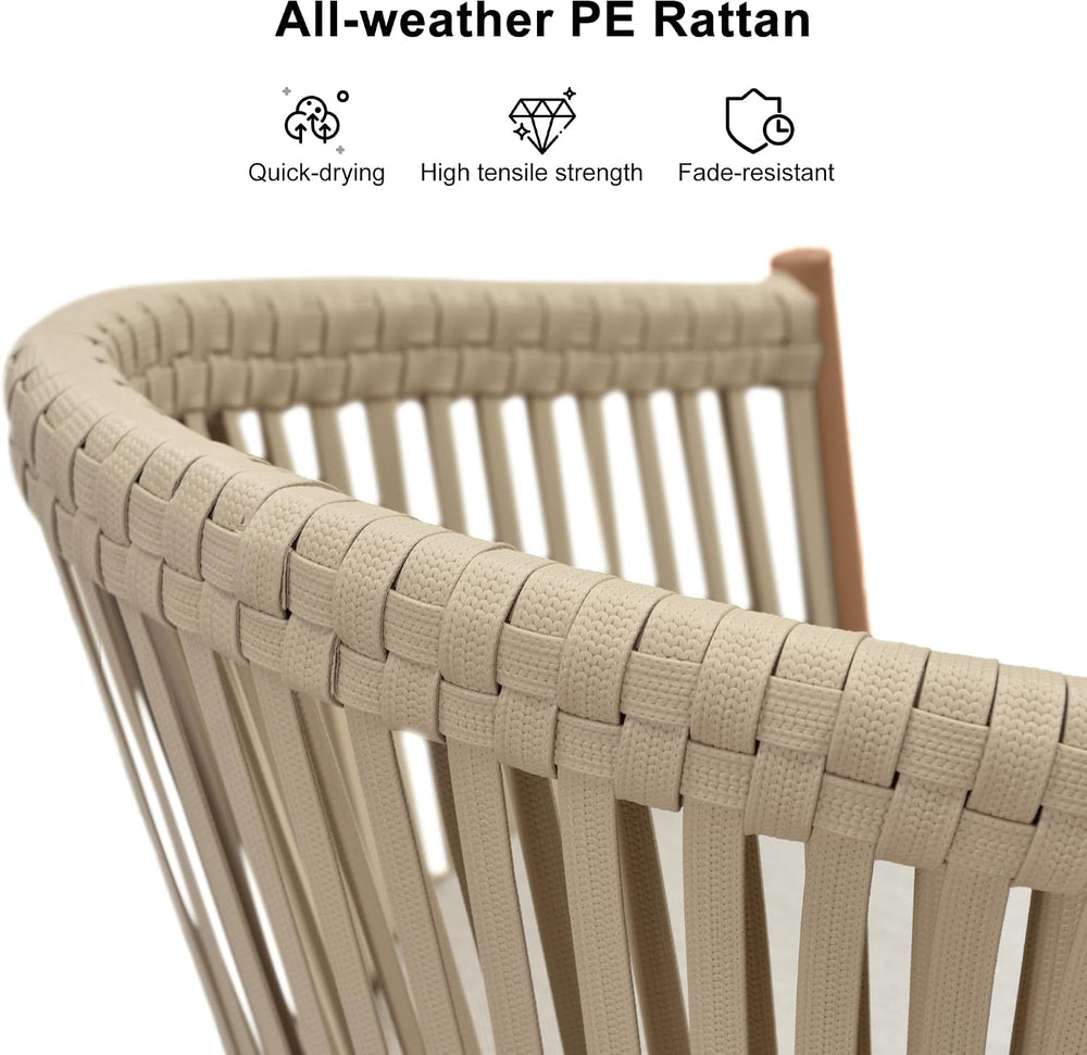 PURPLE LEAF Outdoor Patio Counter Stool Set of 4 Woven Rattan Teak Aluminum