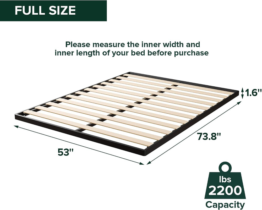 Zinus 1.6 Inch Deepak Easy Assembly Wood Slat Bunkie Board, Full