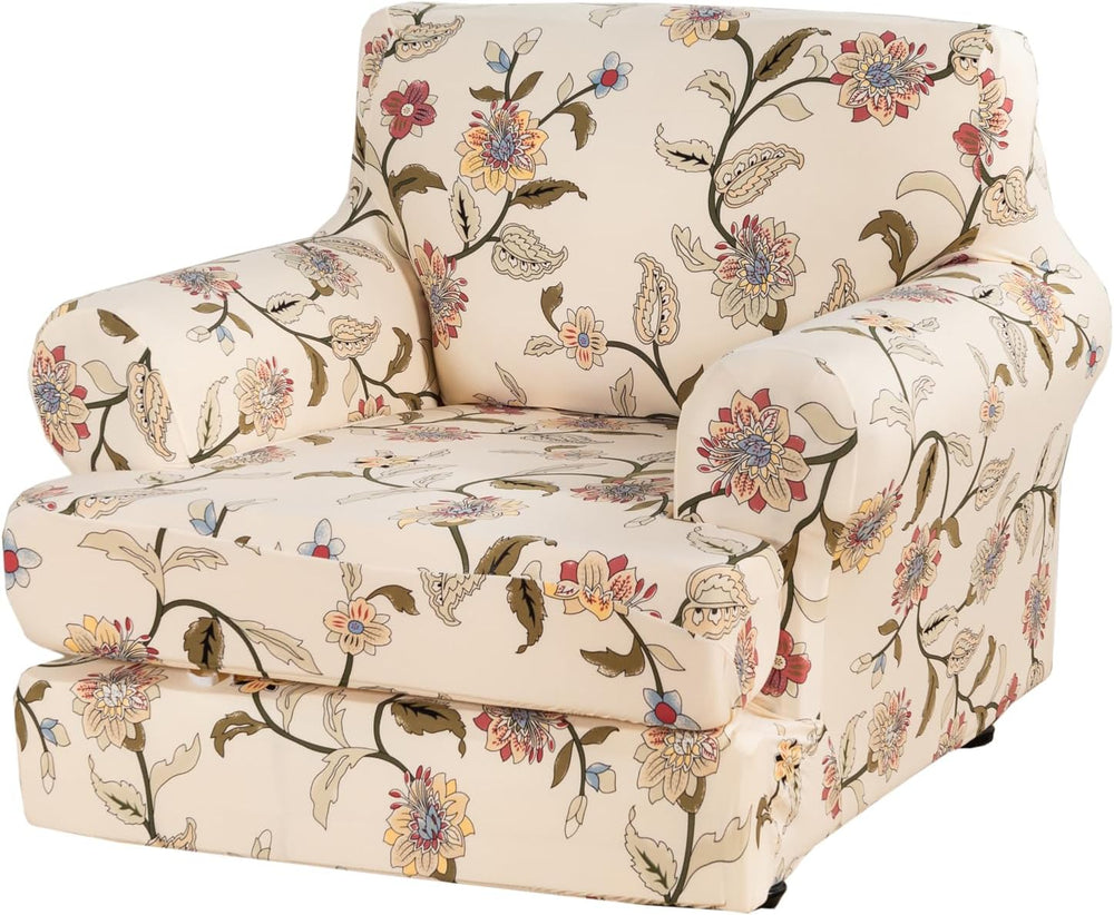 KRFOONN 2 Pieces T Cushion Chair Slipcovers with Arms Stretch Sofa Cover,03