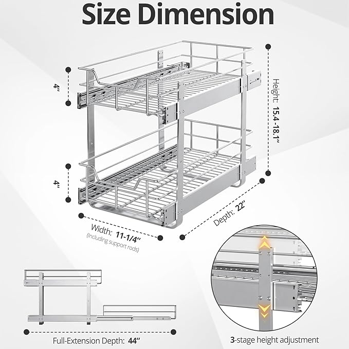 ZOINLIY Pull Out Cabinet Organizer, Versatile Slide Out Kitchen Organizers and