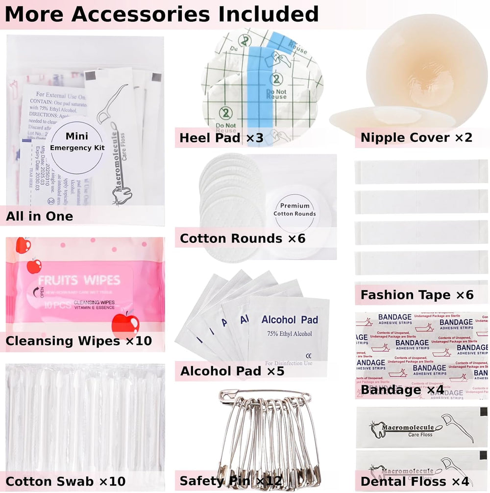 Wedding Day Emergency Kit for Bride, 39 Pc Essential Items for Brides Daily U...