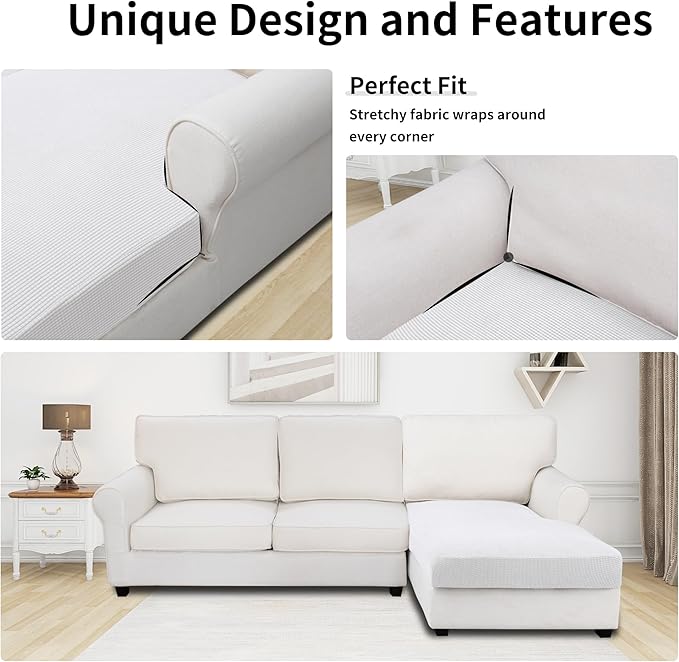 Easy-Going Stretch Sectional Couch Covers 1 Piece Chaise Lounge Slipcover L